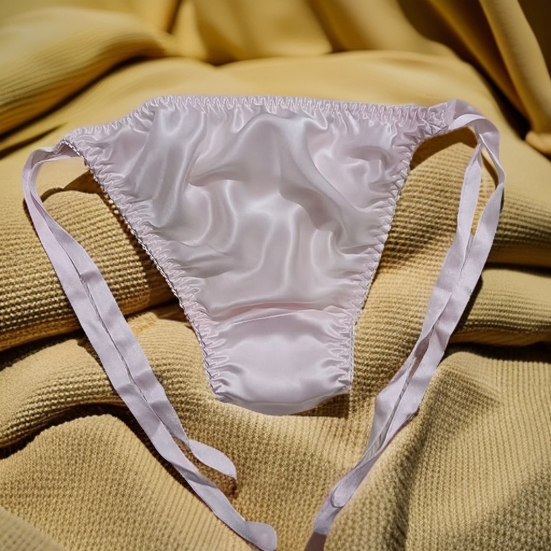 New Mulberry Silk Women Sexy Bikini Lace-Up Panties Breathable Silk Thong Without Bound