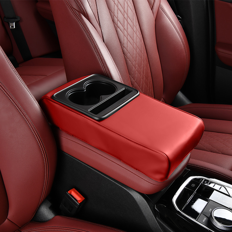 Car Armrest Box Pad Heightening Pad Universal Model for Vehicles with Central Compartment Without Side Pockets, Integrated Phone Holder, Cup Holder, and Storage Box
