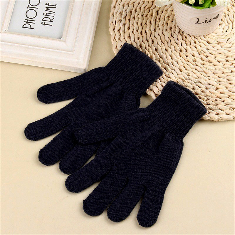 Nuevo unisex acrílico magia guantes de invierno cálido guantes de punto monocromo guantes de dedo completo logotipo imprimible