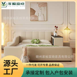 榻榻米皮床1.2卧室双人床1.5m小户型储物收纳带护栏童床大床1.8米