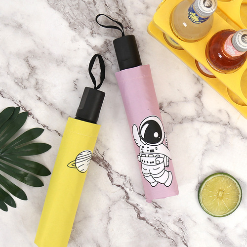 Vinyl rain or shine astronaut sunny umbrella sun protection sun umbrella for women wholesale printed logo advertising umbrella for women