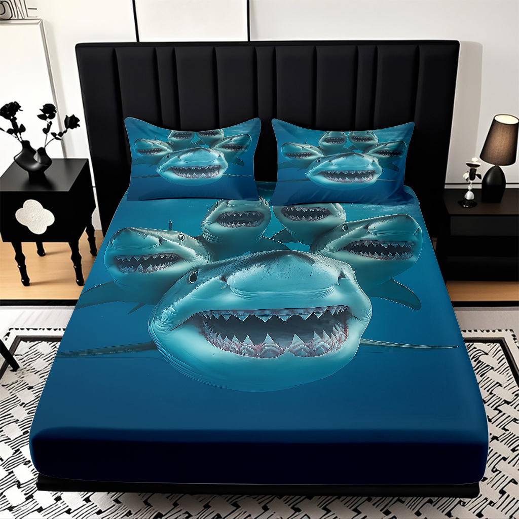 TEMU / JIT transfronterizo encantadora criatura submarina impresa digital 3D cama de cama de cama