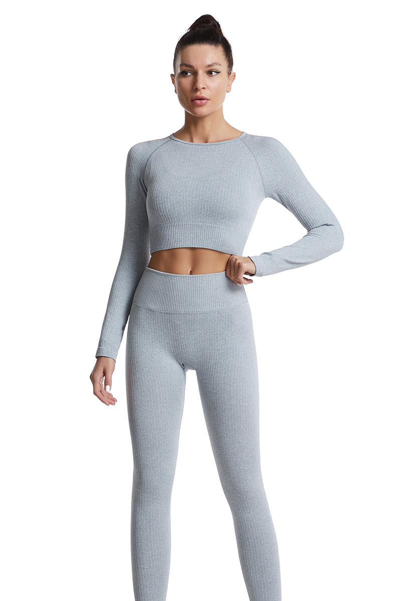 Sports Solid Color Nylon Round Neck Tracksuit Leggings display picture 4