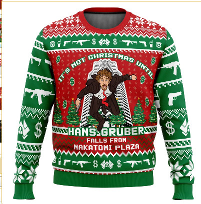 Linda asta asta Santa Claus estampado 3D hombre casual todo fósforo hombro recto manga larga suéter suelto cuello redondo suéter