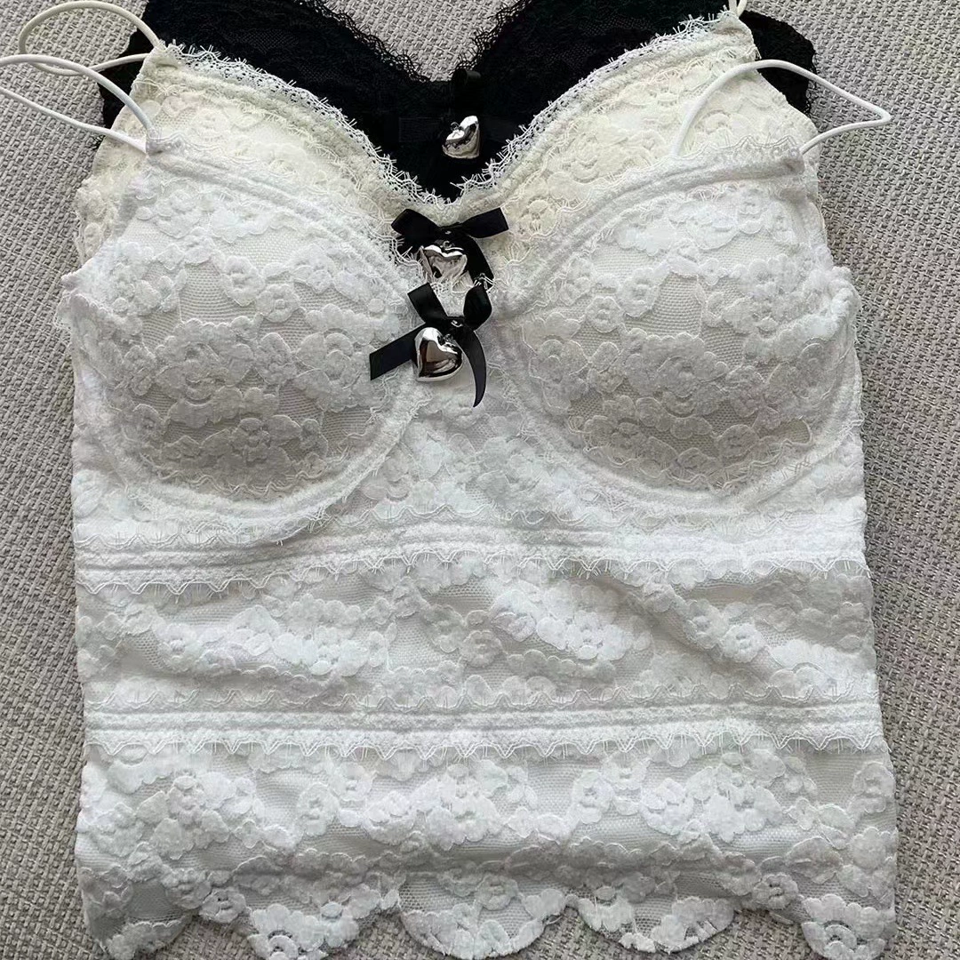 Сладкая пряная девушка кружевной камзол женский летний дизайн бабочки белый тонкая внутренняя короткая рубашка