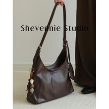 2025秋冬牛皮托特包单肩斜挎包水桶包Hobo腋下包百搭女包