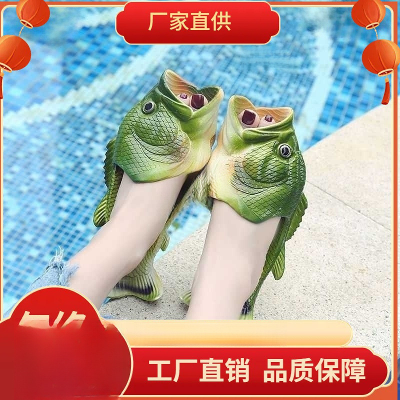Fish Slippers, Sandals, Outer Wear, Men's Trendy Funny Men's Creative Salted Fish Slippers, Men's Non-Slip New Cross-Border Fashion