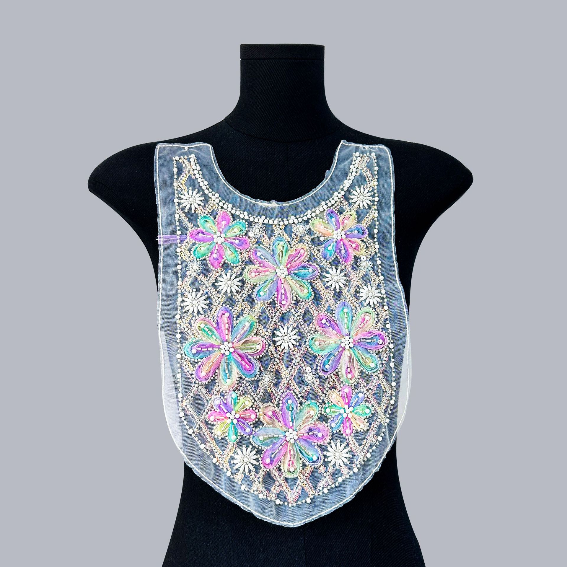 Mesh de color bordado cuello de tela semiacabado decalco DIY vestido de boda cuello de costura accesorios de ropa al por mayor image 7