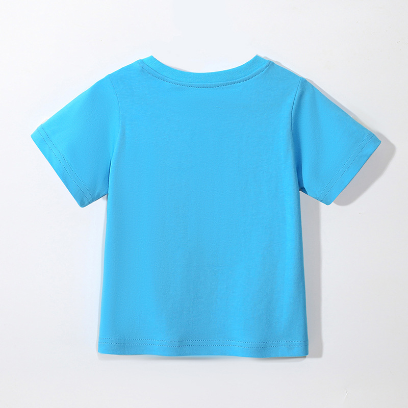 JOJO BEBE ropa infantil europea y americana verano nuevos niños manga corta Camiseta cuello redondo dibujos animados impreso niños camiseta algodón