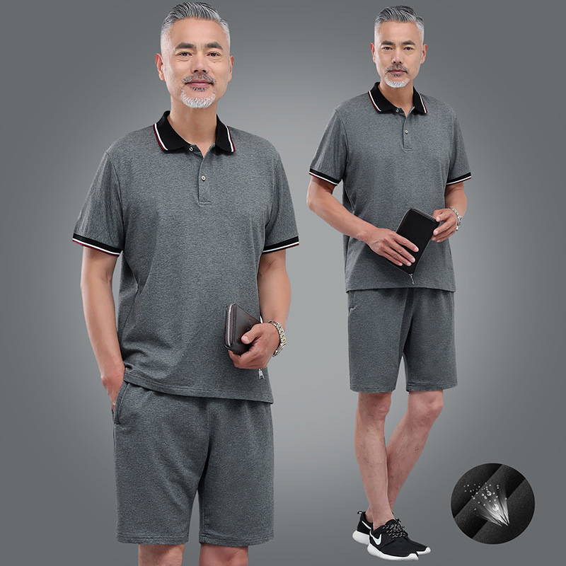 2024 verano nuevo hombre de mediana edad camiseta de manga corta delgada casual corto juego deportivo de tamaño grande papá dos piezas