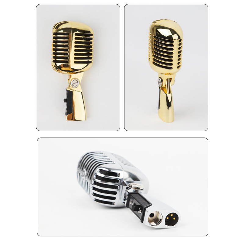 Suministro directo de fábrica etapa rendimiento clásico retro bobina móvil micrófono estrella etapa antiguo nostálgico micrófono de metal