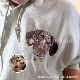 etsy独立站 宠物头像定 制 连帽刺绣 照片绣 图片绣 节日礼品私人