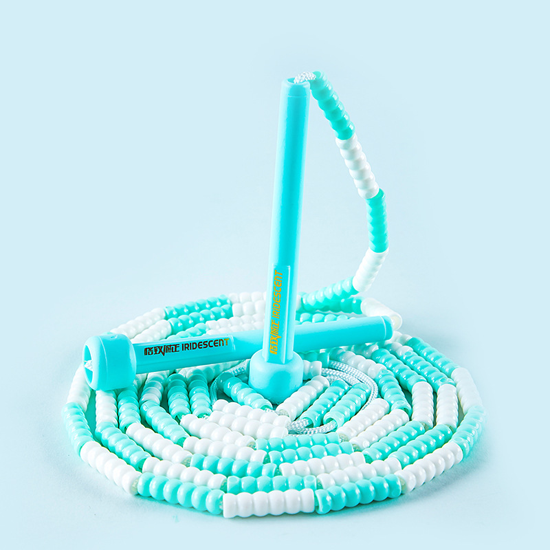 Gezhi 6118 cuerda de saltar de bambú entrenamiento deportivo para niños cuerda de saltar cuentas suaves cuerda de saltar de color longitud ajustable fácil de aprender