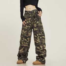 美式高街复古hiphop嘻哈迷彩街舞工装裤男女同款春秋休闲裤ins潮
