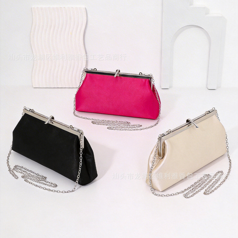Light Luxury Faux Silk Banquet Clutch Chain Crossbody Bag Evening Bag Niche Design Women's Handbag For Cheongsam