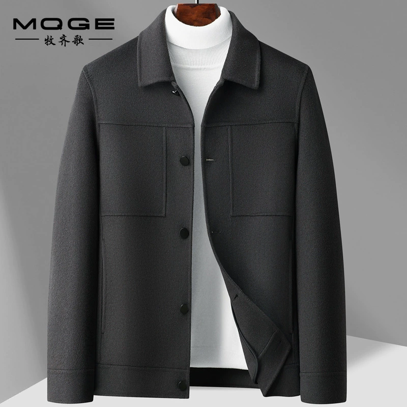 2024 осенние и зимние мужские куртки ручной работы двухсторонние куртки для молодых людей с лацканами сплошные шерстяные пальто