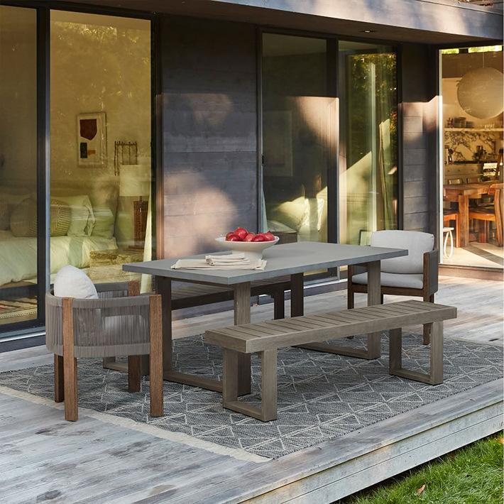 Patio al aire libre mesa y silla Villa jardín anticorrosión teca modelo habitación cama y desayuno impermeable protección solar ocio madera maciza Mesa muebles image 4