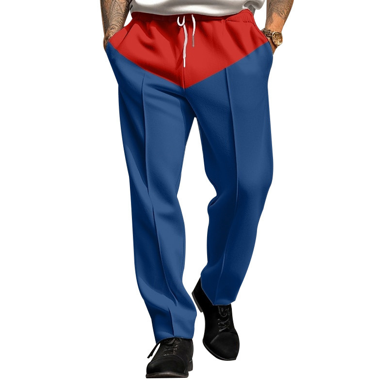 2025 Cross-border Men's Casual Pants Spring and Autumn Superman Loose Wide-leg Pants Stitching Straight oversize Long-leg Pants