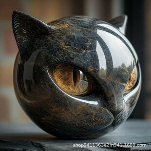 Flairgifts Luxury Black Cat Stone Sculpture ���A��؈ʯ��