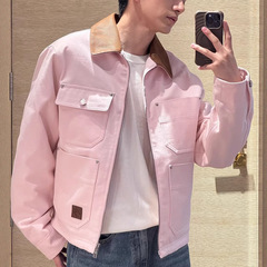 正确版本原标驴家联名款 FW25秋冬新款粉色工装牛仔夹克 棉衣男女