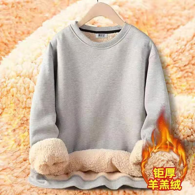 Cross-Border Wholesale Solid Color Lamb Fleece Sweatshirt for Men, Thickened with Fleece, Round Neck, Affordable Versatile Warm Top Jacket for Young People Cross-Border Wholesale Solid Color Lamb Fleece Sweatshirt for Men, Thickened with Fleece, Round Neck, Affordable Versatile Warm Top Jacket for Young People