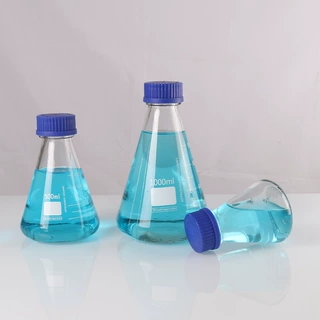 定制锥形蓝盖试剂瓶化学实验室刻度瓶螺口试剂瓶螺口玻璃三角烧瓶