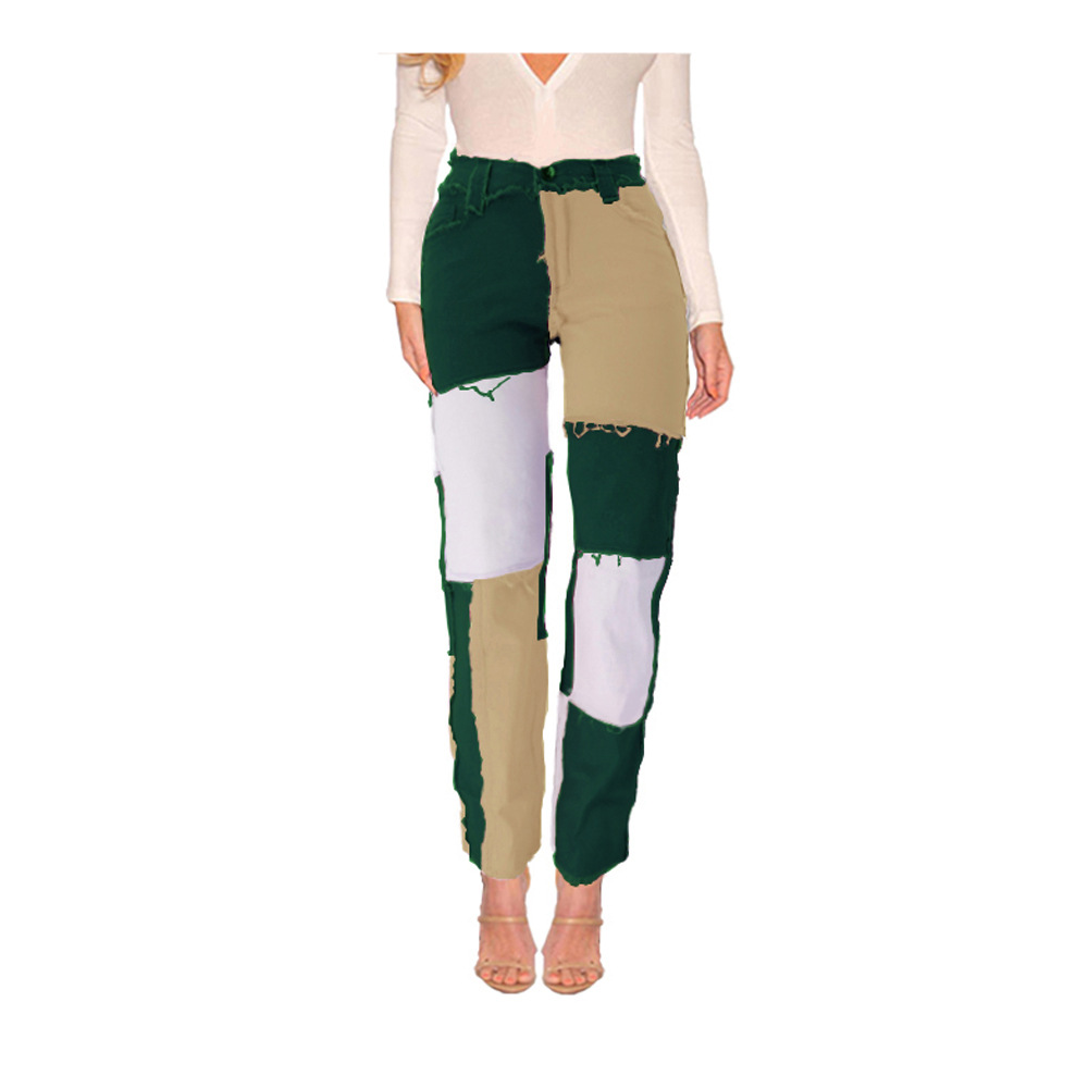 Damjeans med hög midja oregelbunden stil höst vinter_voghion.com