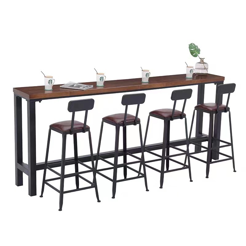 Silla de bar de lujo ligera de alta calidad taburete de hierro forjado respaldo de alta calidad café restaurante silla alta de bar image 6