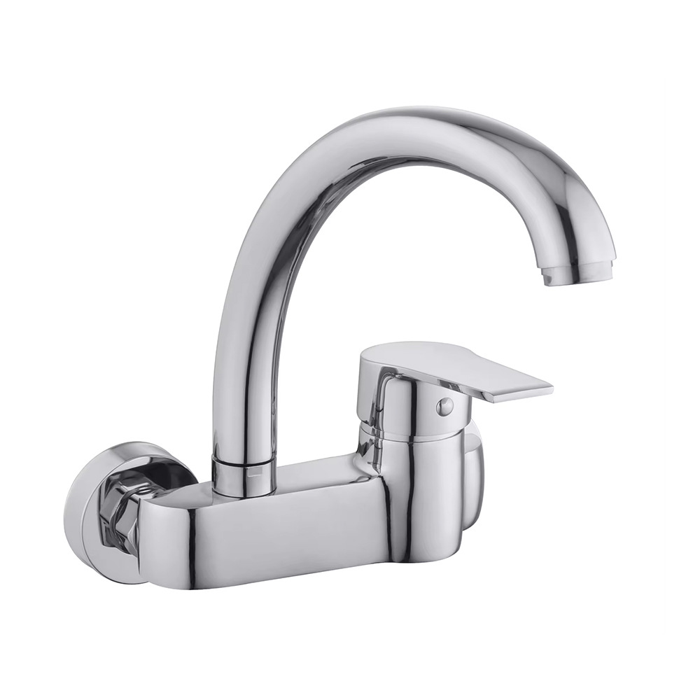 家用厨房水槽入墙式安装双孔冷热水龙头