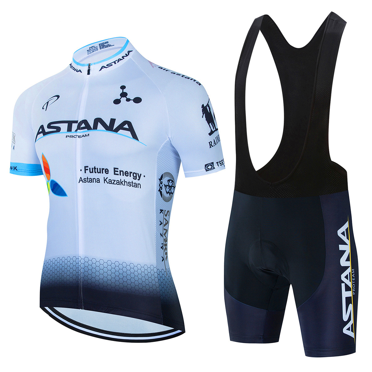 Astana Men's Summer Short-Sleeved Cycling Jersey Mountain Bike Quick-Drying Breathable Sweat-Absorbent Suit Road Bike Bicycle