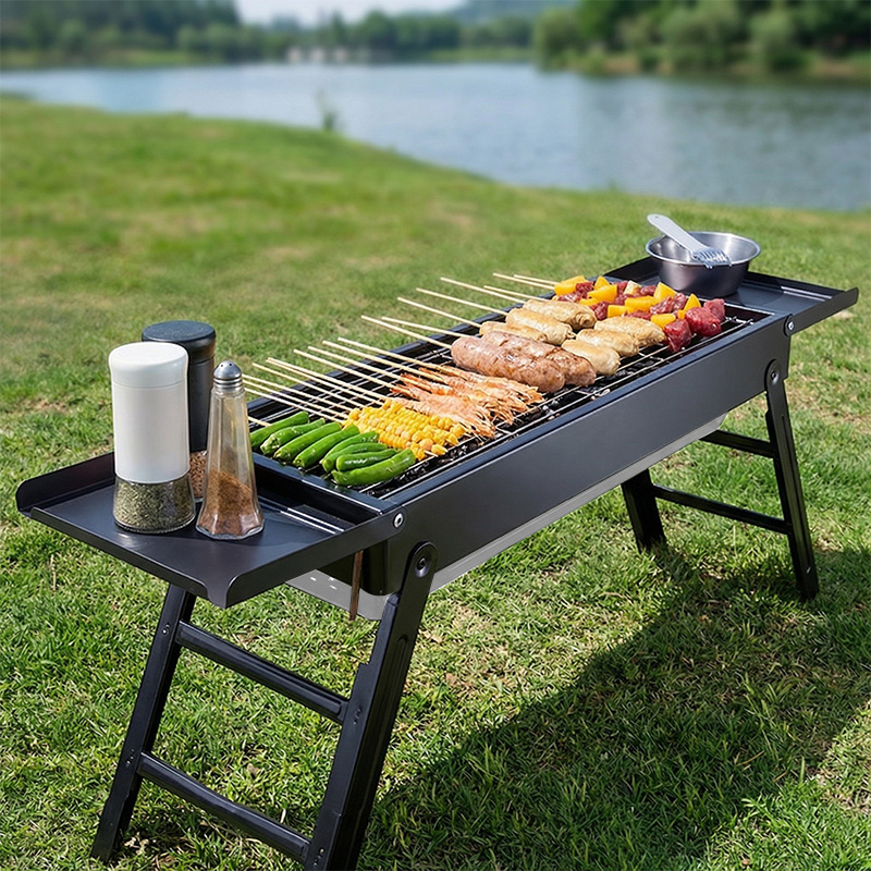 BBQ Grill Household Grill Stove Outdoor Charcoal Rack Net Small Folding Carbon Grill Tools Supplies Complete Set