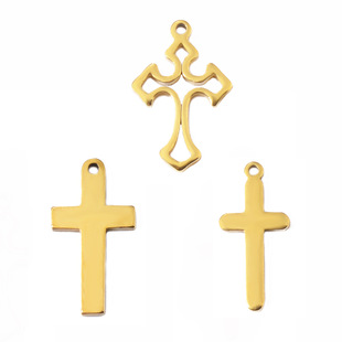 Jewelry accessories cross small pendant stainless steel cut hollow cross earrings bracelet DIY material wholesale