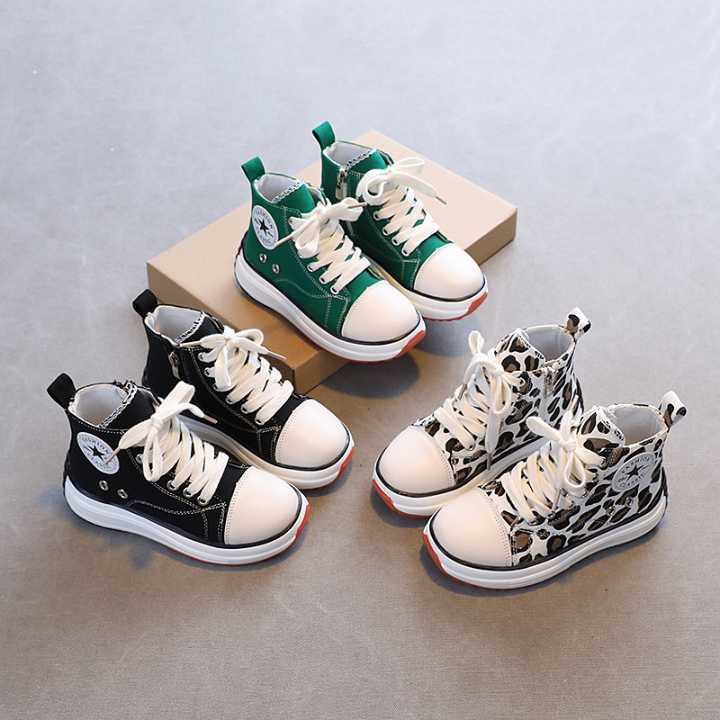 Children's high-top canvas shoes boys al...