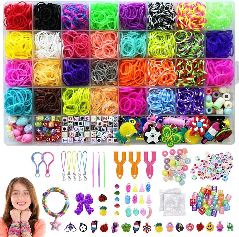 Color Loom Loom Bands40 grid Rainbow Rubber band set woven DIY toy bracelet interspersed with handmade