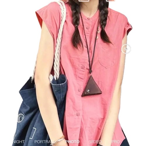 Japanese-style regular shoulder short-sleeve women's summer sleeveless backless top women's design sense niche chiffon top