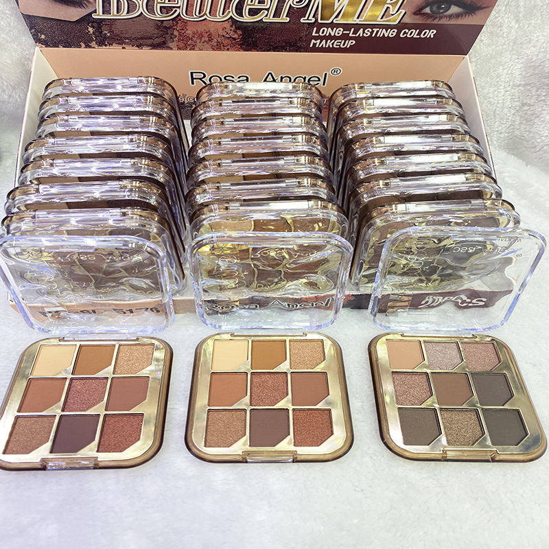 RosaAngel nuevos productos de comercio exterior transfronterizo 9 colores perlas matte bandeja de sombra de ojos Yiwu color maquillaje sombra de ojos al por mayor