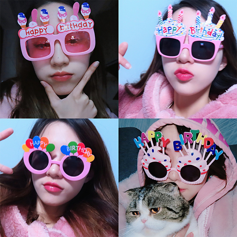 Gafas Decorativas de Cumpleaños de Plástico ABS con Marco Completo para Fotografía y Fiestas