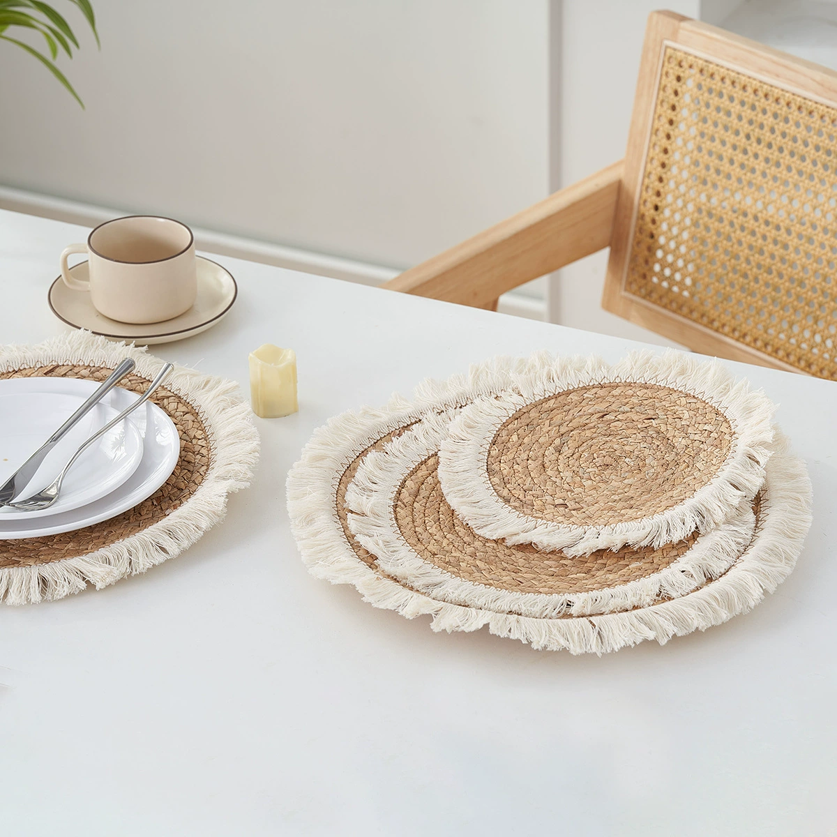 Амазонская кисточка с бахроматической краской соломенная столовая подушка ручной работы