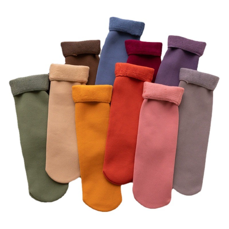 Осенне-зимние кашемировые зимние носки, женские утолщенные теплые носки средней длины с флисовой подкладкой в Вертикальную Полоску и вышивкой, фабрика