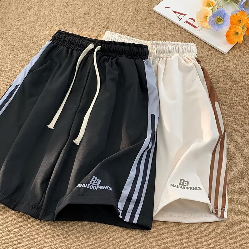 Striped Sports Shorts Men's Summer American Style Retro Loose Basketball Pants Bf Trendy Brand All-match Couple's Casual Pants