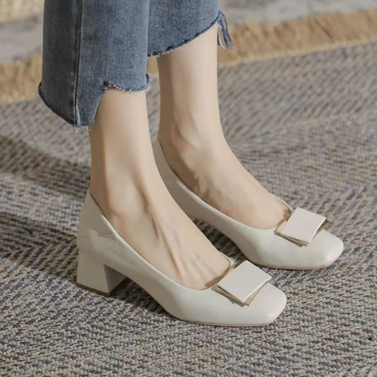 Unique Design, High-end Feel, Mid-heel Shallow Square-toed Women's Shoes, New Autumn Model, Comfortable For Long_voghion.com