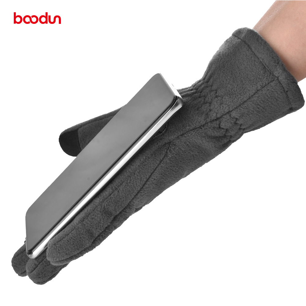 Gants de cyclisme d'extérieur Boodun 1218 à écran tactile, longs doigts, épais, en silicone, brodés, chauds, pour la conduite_voghion.com