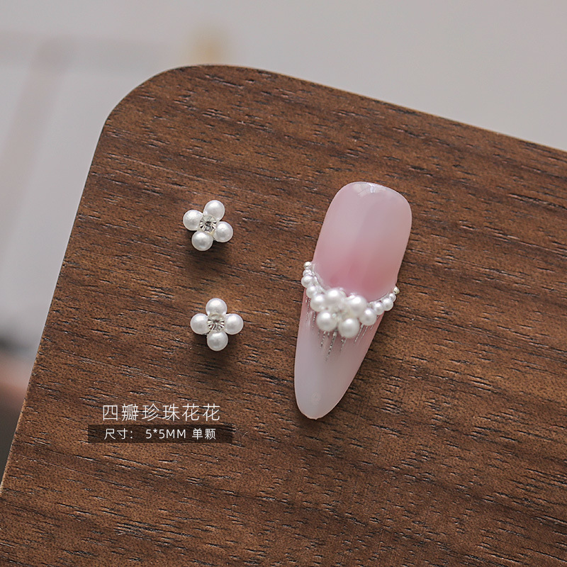 Manicura francesa, pila de perlas, joyería de diamantes, nueva perla, flor de diamantes, tamaño, media luna, bola de diamantes para uñas, joyería