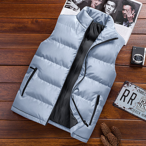 Men's new cotton vest for autumn and winter, sporty and casual, sleeveless puffer vest, fashionable cotton backer jacket.