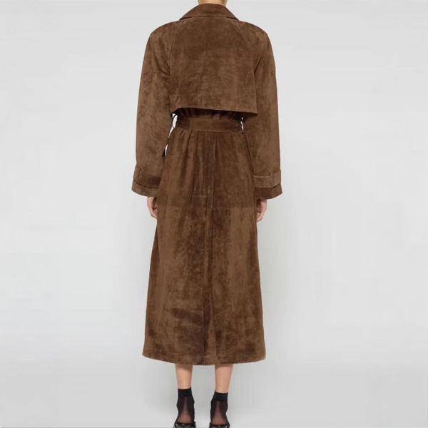 autumn velvet classic elegant khaki trench coat