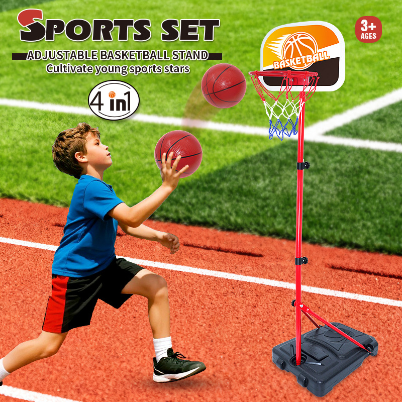 Deportes infantiles 4 en 1 rack de baloncesto indoor y al aire libre juguetes de tiro de béisbol sin perforación rebotes 4 en 1
