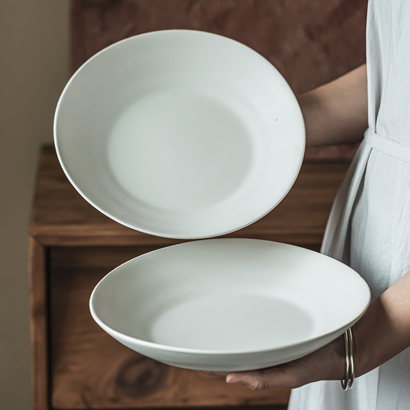 Retro estilo nicho de cerámica en forma de tazón simple de platos de color sólido tazón de platos de platos de platos de platos de ensalada