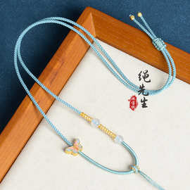 可调节手工编织玉佩观音翡翠吊坠挂脖绳男女款黄金首饰项链绳批发