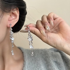 小众设计感双层水滴流苏耳环女前后式轻奢高级感水钻耳钉气质耳饰