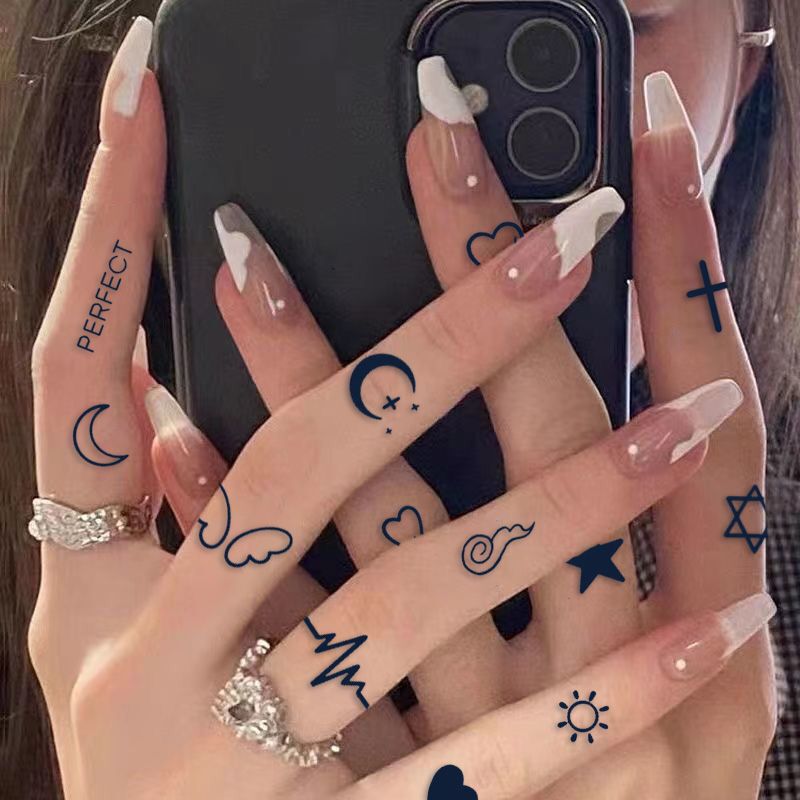 Herbal Juice Mini Star and Moon Pattern Temporary Tattoo Sticker, Semi-Permanent, Waterproof, Realistic, Ins-Style for Women